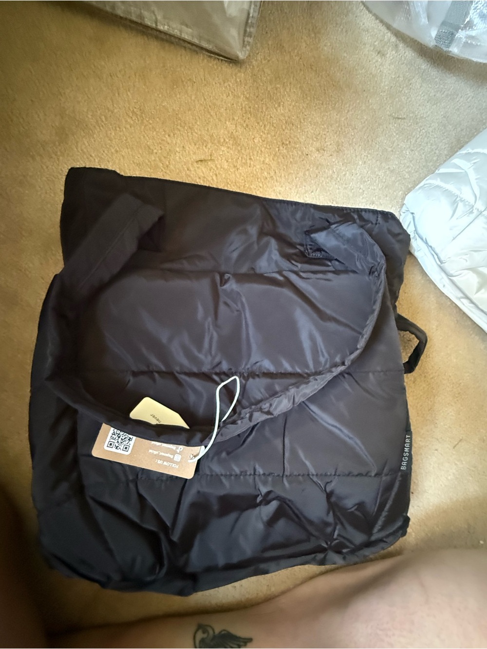 BagSmart Black Puffer Tote Bag